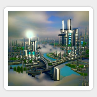 Industrial Futuristic City Sticker